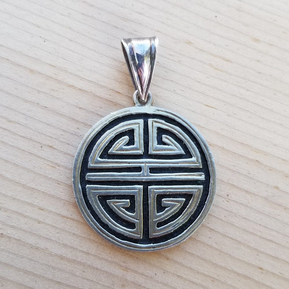 Sterling Silver and Gold Plated Chinese Good Luck Pendant